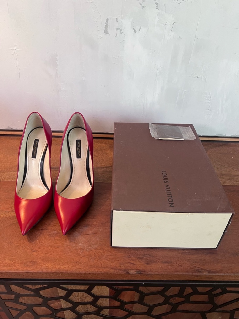 Louis Vuitton Red Pointed-Toe Leather Pumps